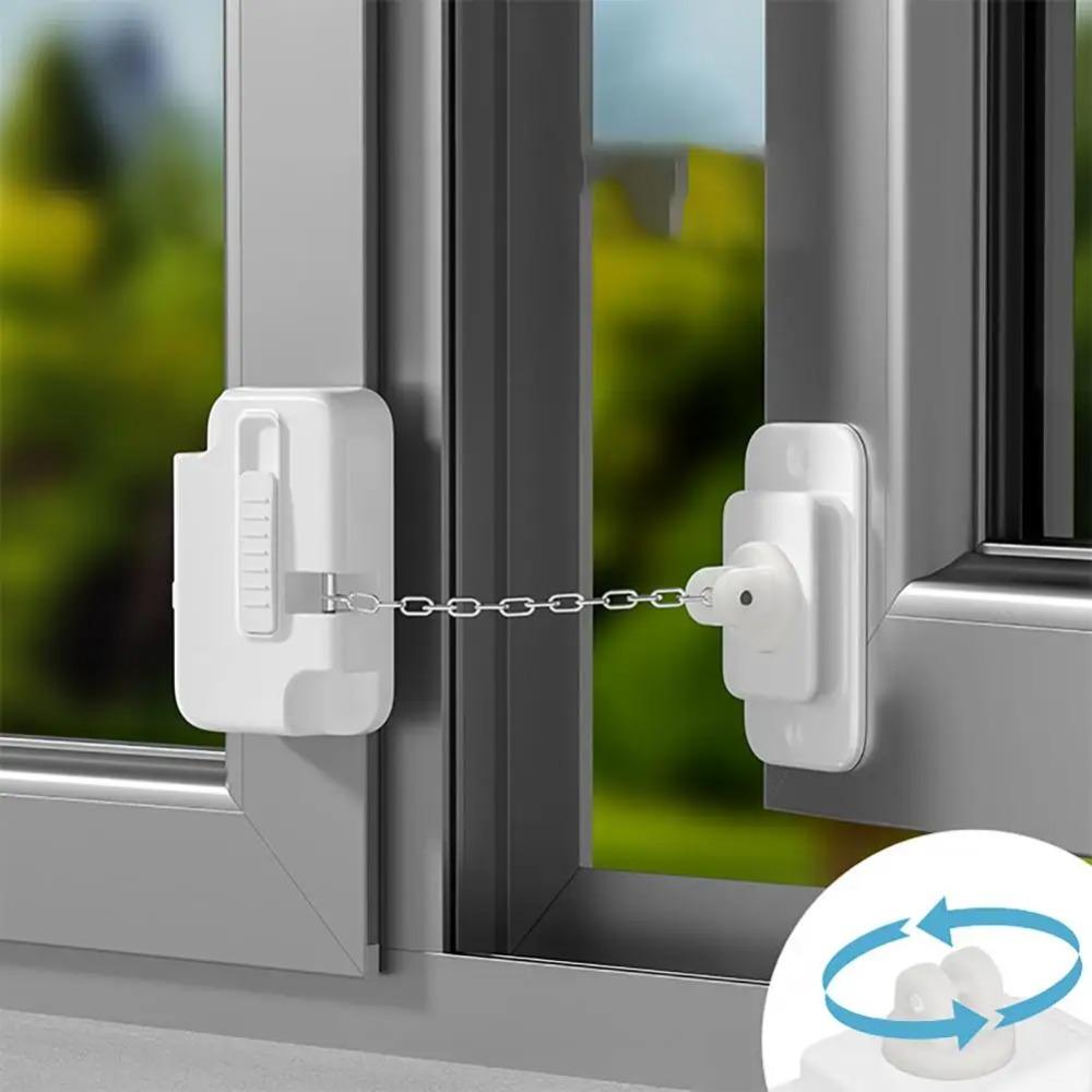 ABS Window Security Lock Sturdy Window Restrictor Window Frame Chain Lock Keep Children Safe