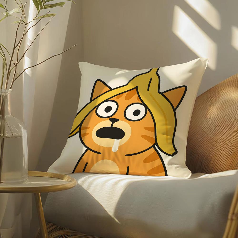 Surprised cat funny party pattern Cushion Cover DoubleSided Plush Sofa Cushion Covers Organic Breathable Invisible Zipper