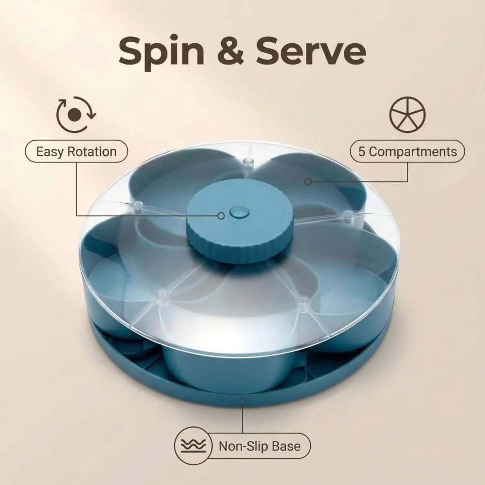 with Lid Rotating Snack Tray Multi-compartment Spinning Compartment Platter for Snacks