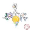 100% 925 Silver Charms Pendant Airplane Beach Sailing Hat Sun Energetic Attractiveness Design For Fine Jewelry Making