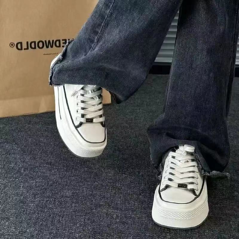 Повседневные туфли на плоской подошве из парусины 2024 года, высококачественная женская обувь на весну и осень, круглая ретро-туфля с квадратным носком, повседневная спортивная обувь, тренд