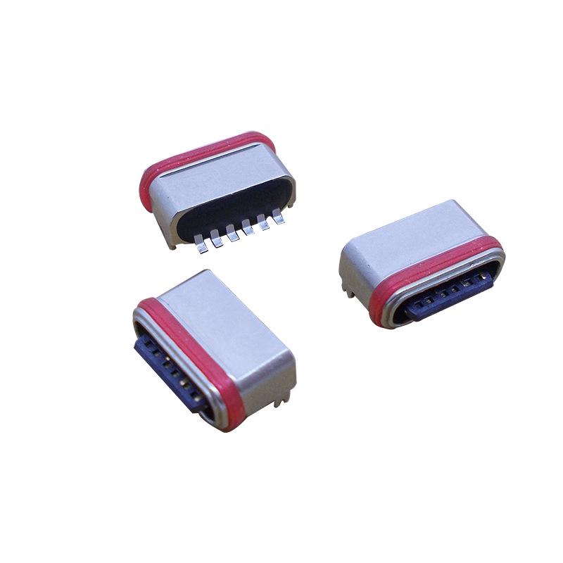 Горизонтальный 2-контактный USB-C разъем-гнездо, класс защиты IPX7, 6,65 мм