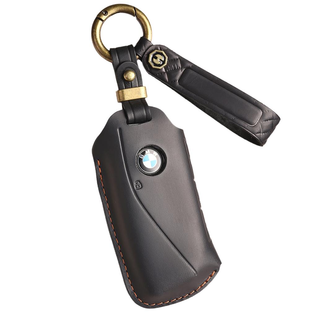 Ретро кожаный чехол для ключей подходит для BMW, натуральная коровья кожа, новая оболочка, ручная работа, специальная защитная оболочка для ключа, кольцо