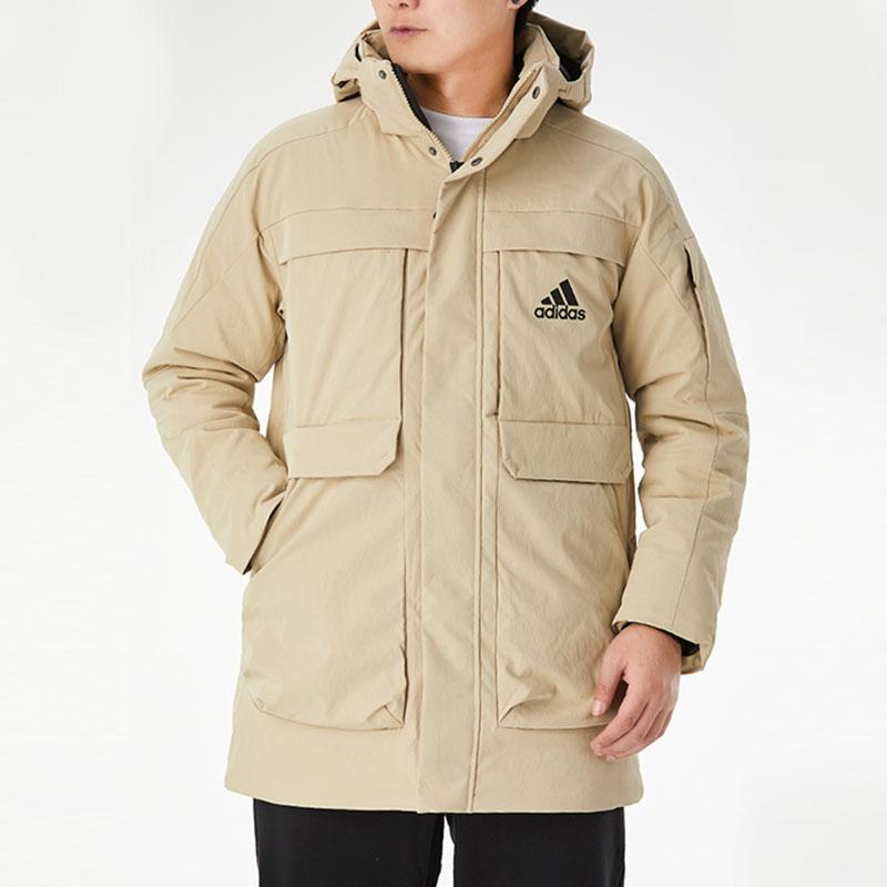 adidas Мужская парка-пуховик с большим карманом, верхняя одежда цвета хаки GN9837