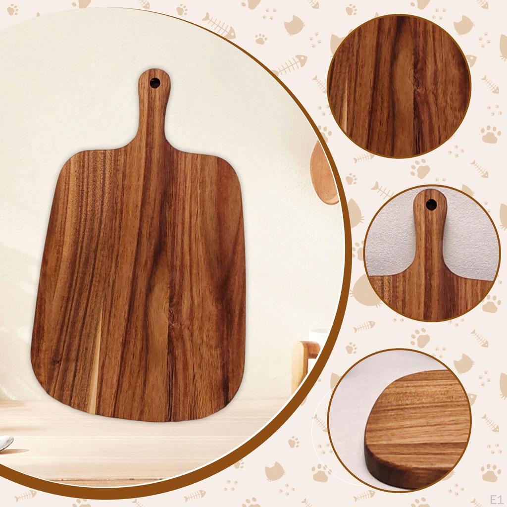 Деревянная разделочная доска из акации для сыра, для кухни, для столешницы, декоративная, с ручкой для пиццы