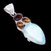 Aqua Mystic Topaz, Smokey Gemstone 925 Sterling Silver Jewelry Pendant 2.5"  AH-3312