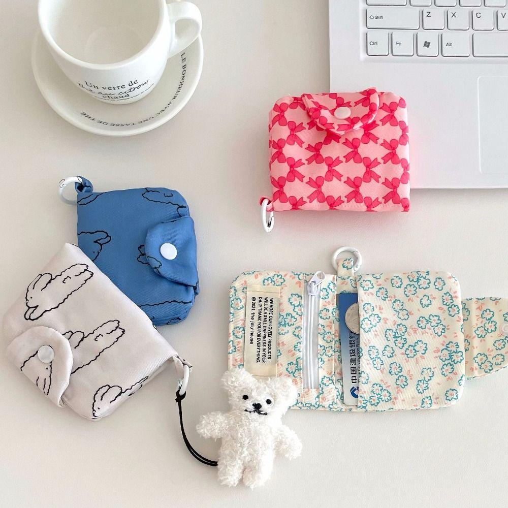 Милый студенческий кошелек для монет, простая карта, цветочный корейский модный кошелек, держатель для карт для девочек, портативная милая маленькая сумка для хранения