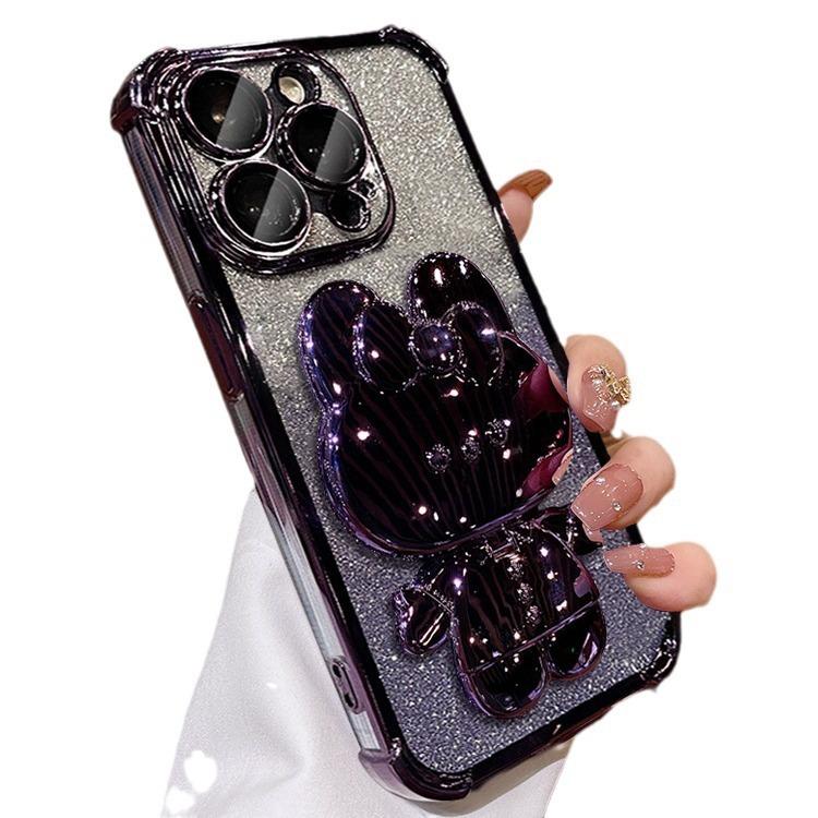 Подходит для чехла для мобильного телефона iPhone16 Кронштейн-зеркало в виде кролика 1314 Гальванизированная подушка безопасности Противоударный Apple 15 Promax