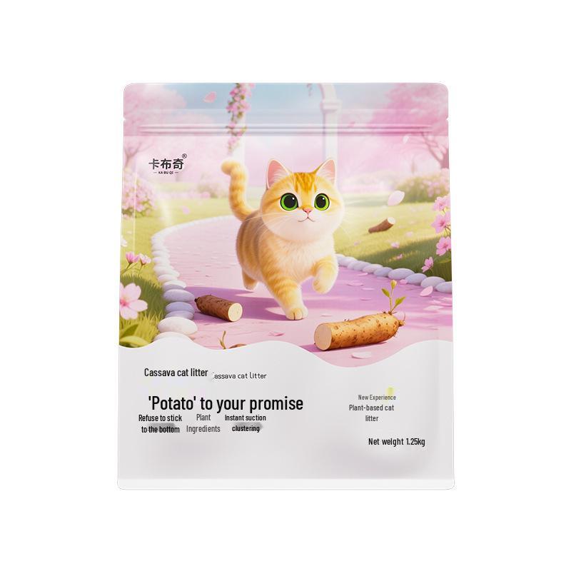 Низкопыльный, не прилипающий наполнитель для кошек из кассавы для контроля запаха - Чистая растительная формула