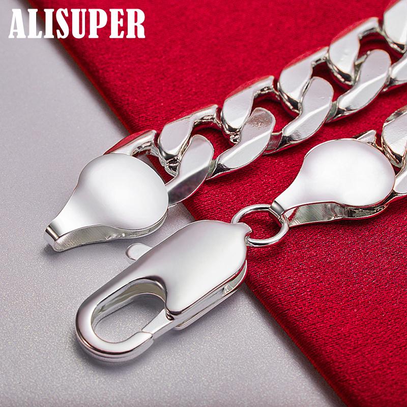 Ювелирные изделия из стерлингового серебра 925 пробы, 12 мм, боковая цепочка с геометрическим узором, множество колец-браслетов