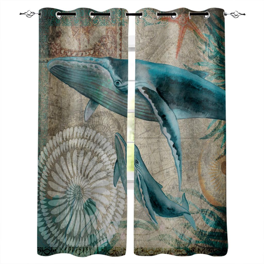 Sea Turtle Ocean Creature Landscape Blackout Curtains For Living Room Bedroom Window Treatment Blinds Drapes Kitchen Curtains