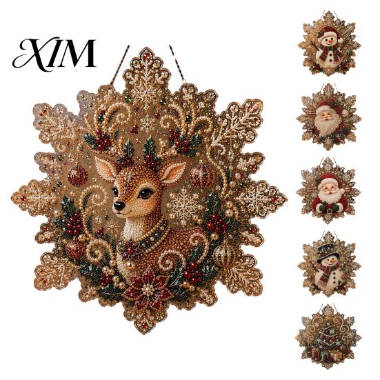 Handmade Keepsake Gifts for Friends Christmas Faux Pearl Art Hanging Ornament Kit, DIY Beads Painting Creative Women Suncatcher, Snowflake Shape