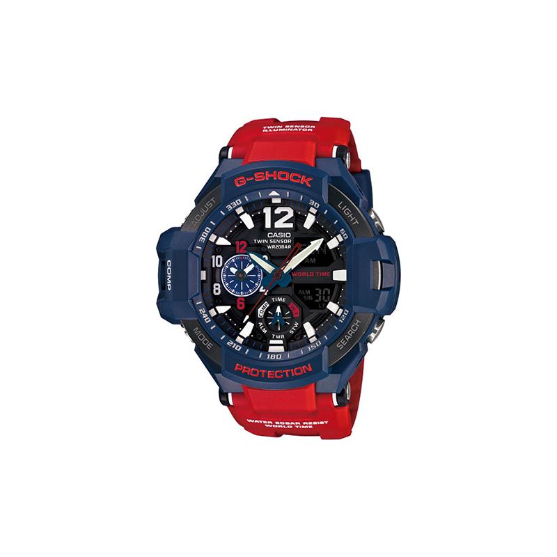 Casio Серия MASTER OF G-AIR Модный уличный Прозрачный циферблат Спортивный Наружный Многофункциональный Кварцевый механизм Ремешок из смолы Японский и GA-1100-2A
