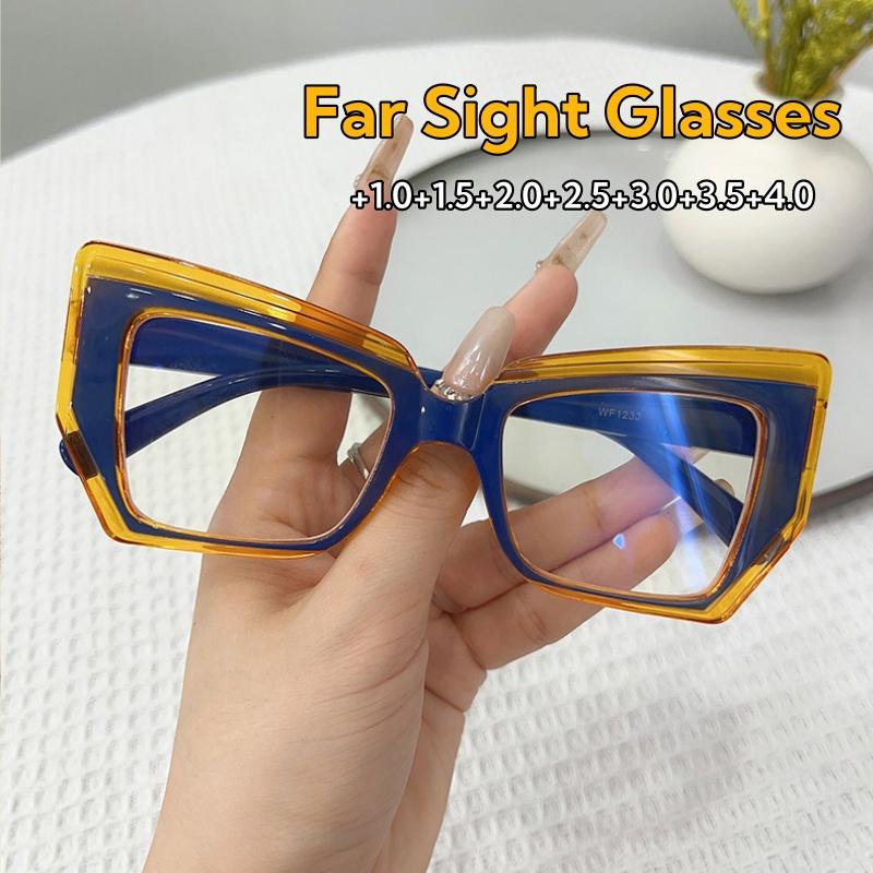 Женские ретро-очки с большой оправой, анти-синий свет, модные очки для пресбиопии, сверхлегкие многоугольные цветные очки +1,0 до +4,0