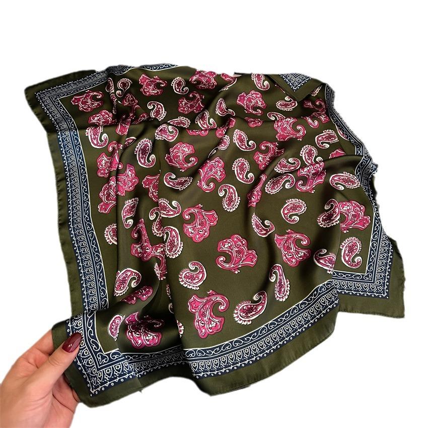 Ethnic Style Retro Cashew Silk Scarf Women'S Square Scarf 70Cm Pattern Silk Scarf Supply Model