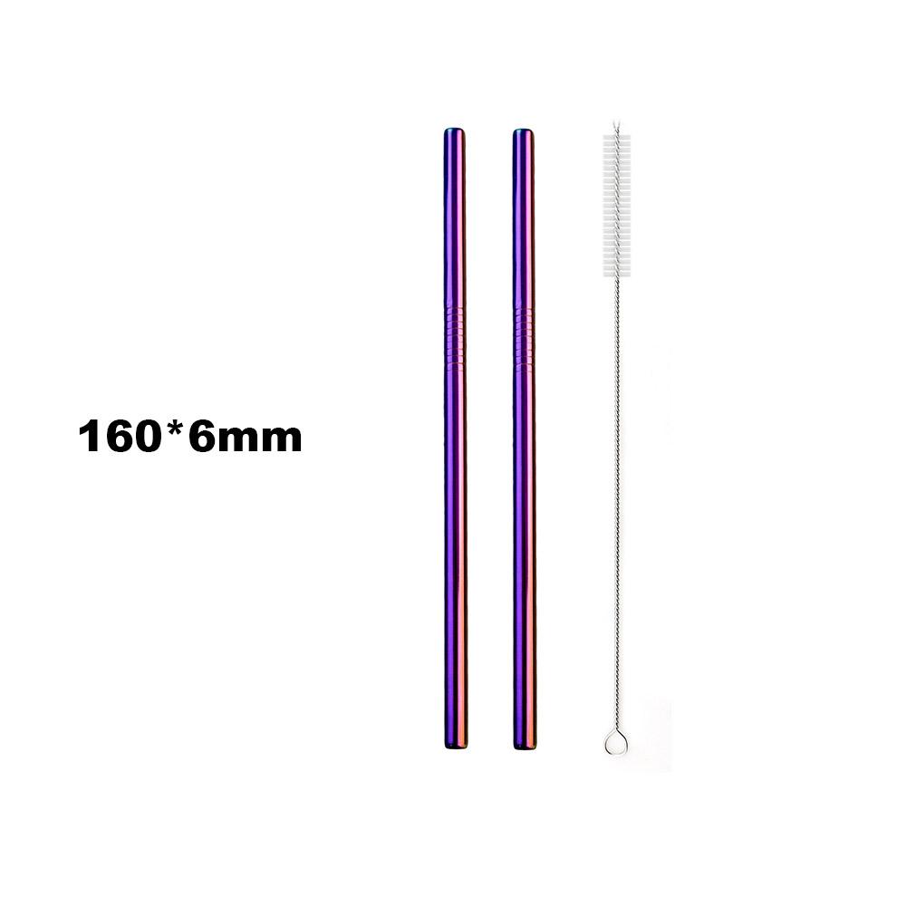 Reusable Drinking Metal Straw Stainless Steel Colorful Rainbow Straw 16/19/21/23/26cm Straws Diameter 6/8/12mm With 1 Brush