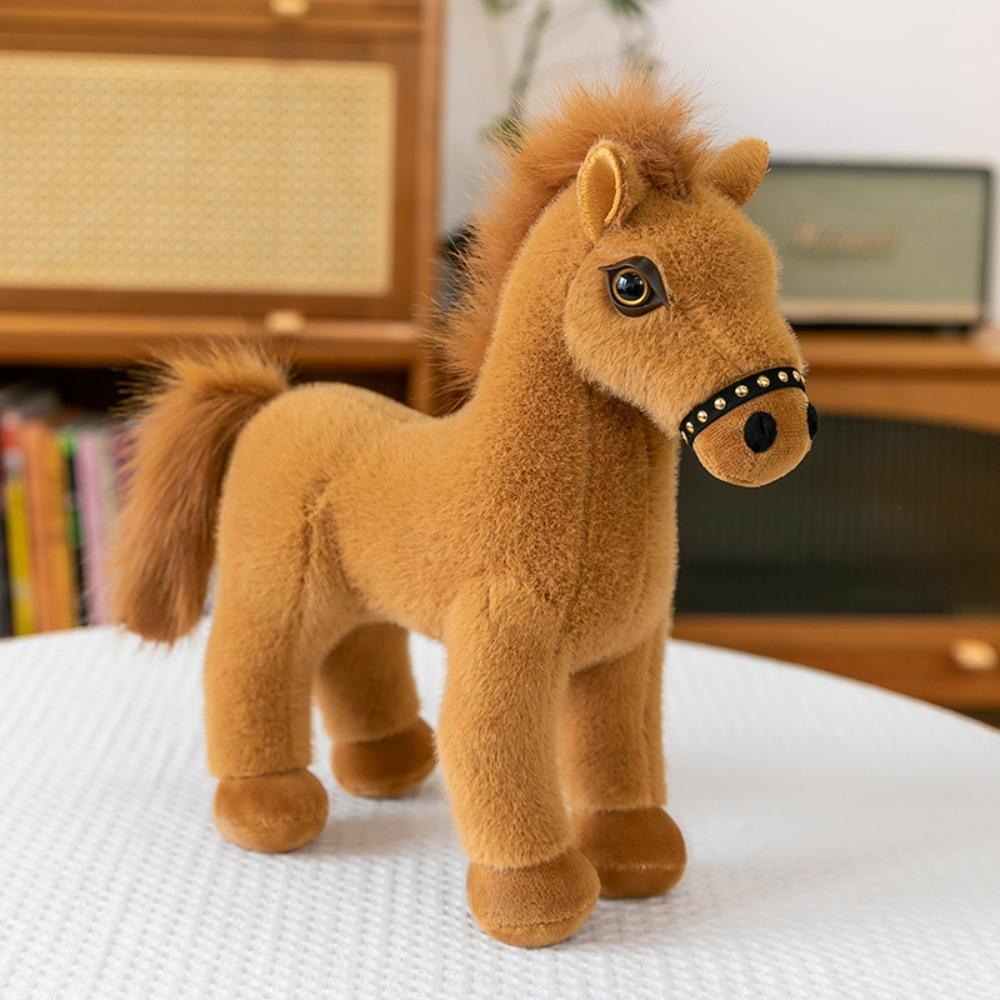 Simulation Pony Plush Toys Long Mane Cartoon Horse Stuffed Toy Room Decoration