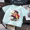 Cute One Piece Monkey D Luffy Print Kids T-Shirt, Funny Anime Character Short Sleeve Tee for Boys Girls, Comfortable Casual Summ