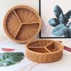Плетеная корзина для хранения ручной работы Круглый поднос для хранения из искусственного ротанга Ресторан
