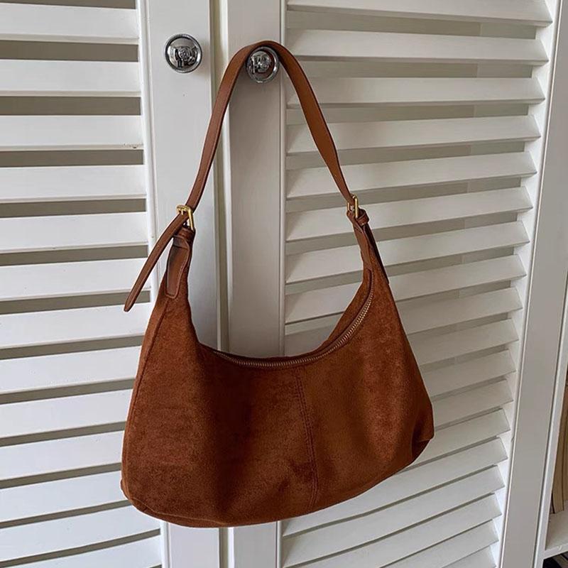 Monochromatic Suede Women's Shoulder Bag Versatile Retro Travel Bag Simple and New