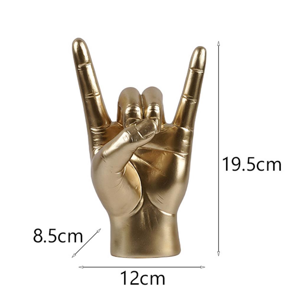 Rock Hand Gesture Statue Desk Collection Decorative Art Resin Craft Figurine for Apartment Cafe Office Living Room Decorations