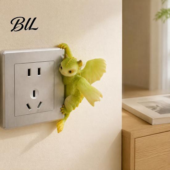 Kids Room Wall Art 3D Cute Baby Dinosaur Switch Sticker, Fantasy Decor, Decorative Outlet Plate Surround Socket Panel Decal, Indoor for Bedroom Living