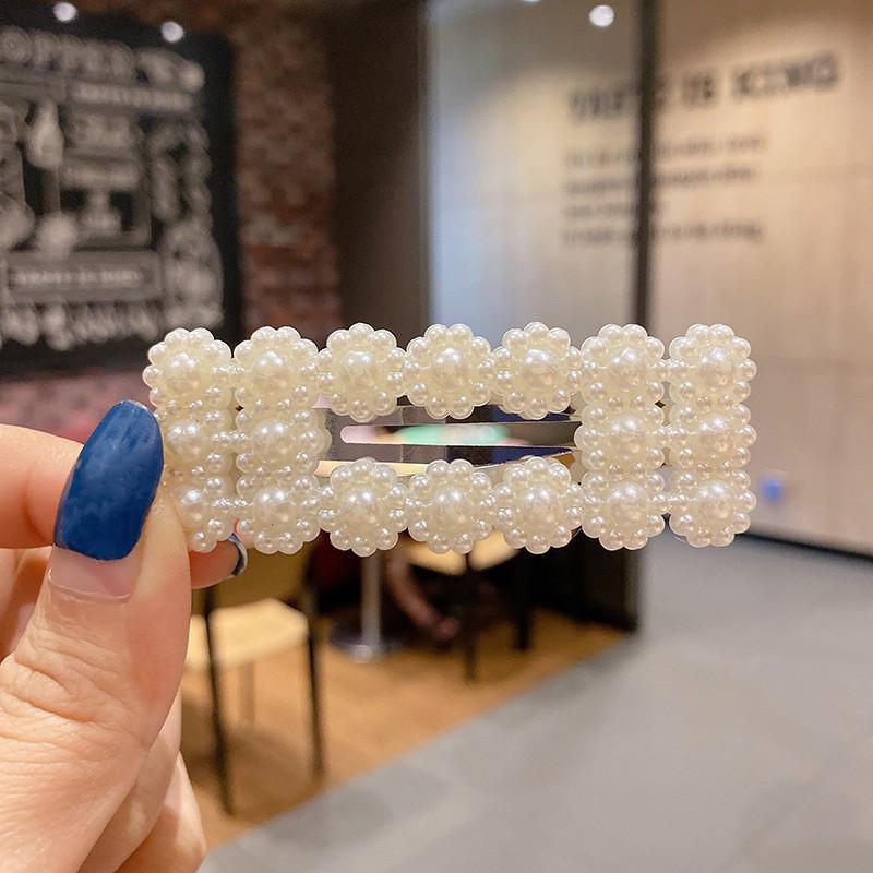 Корейская шпилька для волос со стразами и жемчугом для женщин: Элегантная боковая заколка для челки