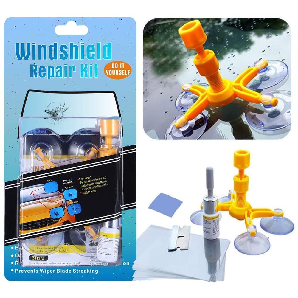 GLISTON Набор для ремонта лобового стекла, Ремонт сколов и царапин на автомобиле, Включена инструкция на японском языке, Ремонт трещин, Набор для ремонта оконного стекла (синий)