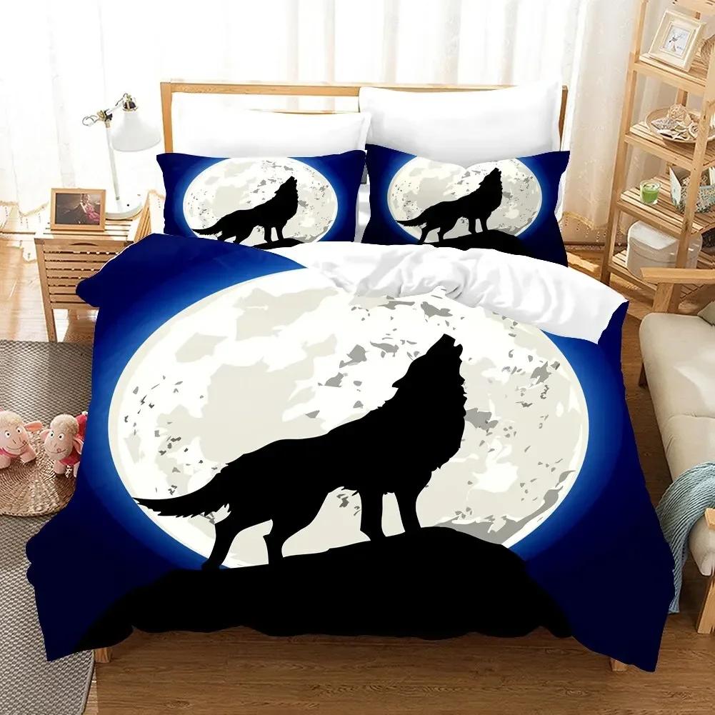 Wolf Cute Animal 3D Duvet Cover Bedding Set Comforter Linen Pillowcases Home Decor Single Double Twin King Queen