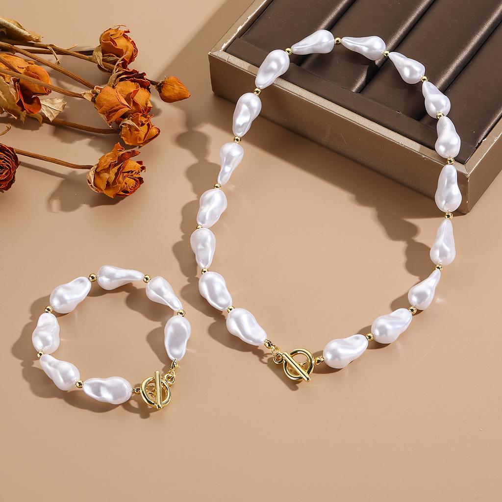 Винтажный комплект из жемчужин барокко особой формы, высококачественное ожерелье с безопасной пряжкой, браслет, комплект ювелирных изделий.