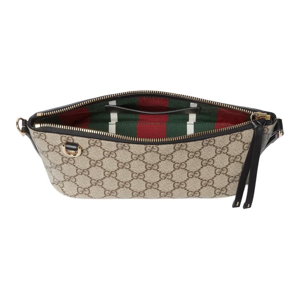Gucci GG Emblem Light Gold Hardware Fabric Shoulder Bag Small Women shoulder bag Black Brown 847281-FAEUC-9741
