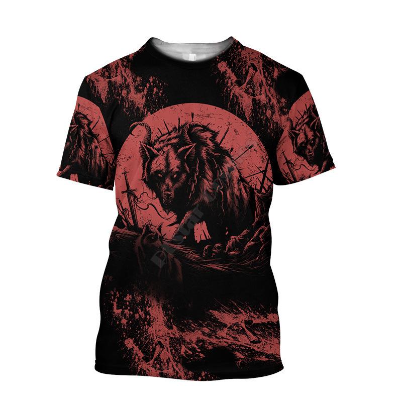 Летний топ с круглым вырезом и 3D-принтом с волком, модная повседневная мужская футболка с коротким рукавом