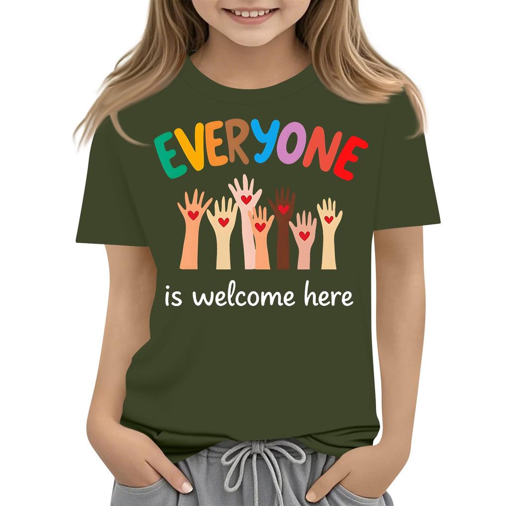Children's Round Neck Casual Printed Short-sleeved T-shirt Top