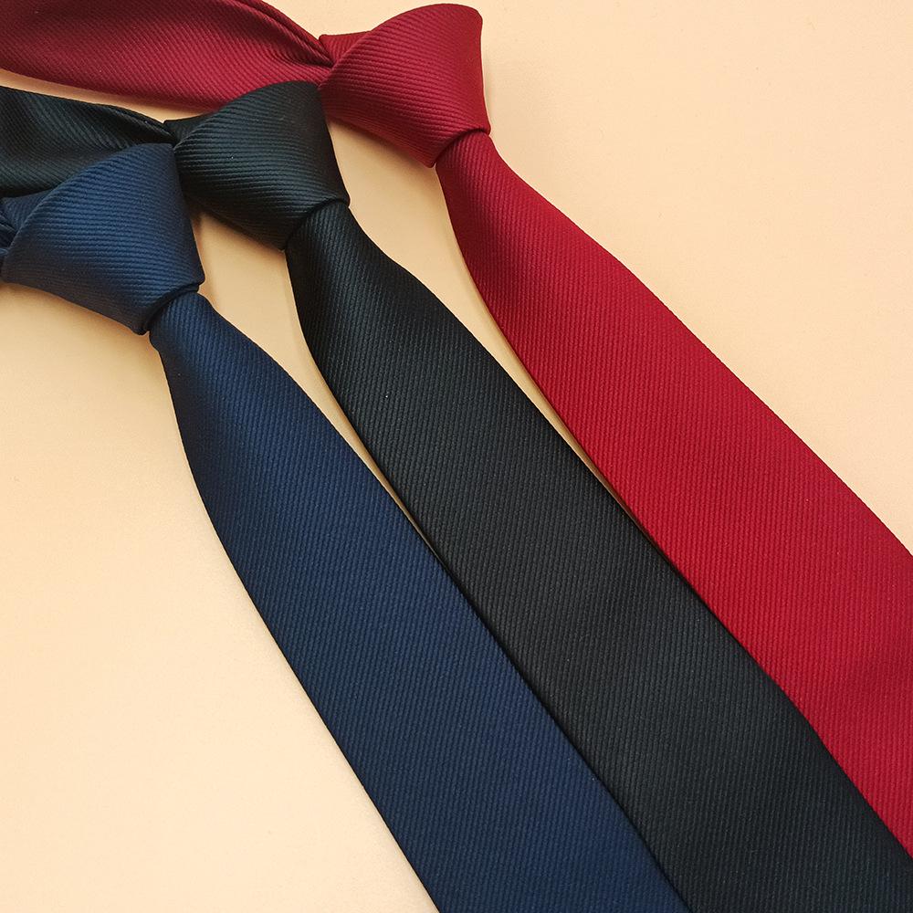 Korean Style Men's Black Tie with Fine Lines - 6cm Hand-Printed Narrow Design for Business Casual Shirts