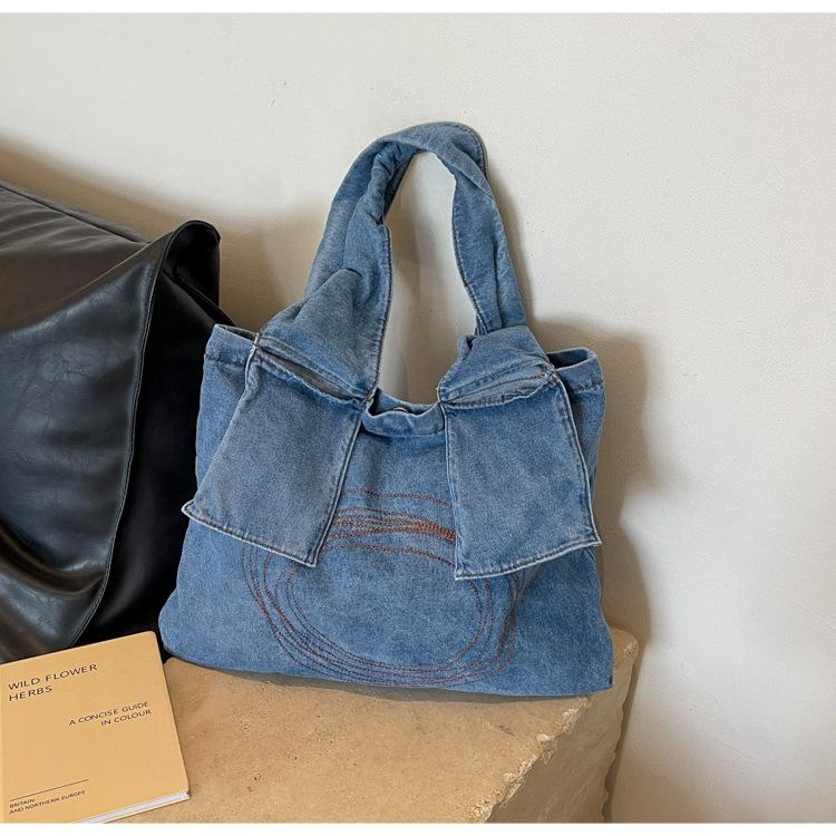Canvas Denim Bag Large Capacity Bag Women's Retro Trend Tote Bag Korean Shoulder Bag Fashion Versatile