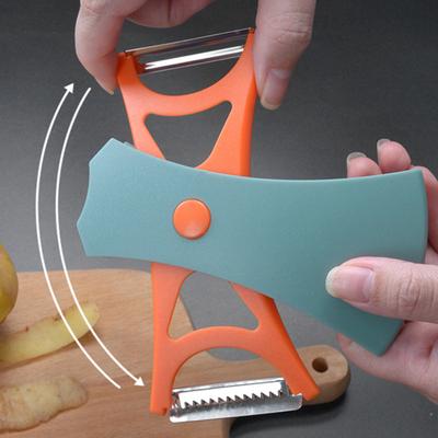 2 в 1 Овощечистка и овощечистка с вращающимся лезвием из нержавеющей стали для хранения терка