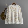 Autumn Winter Round Collar Love Bump Color Sweater Loose Knitted Pullover