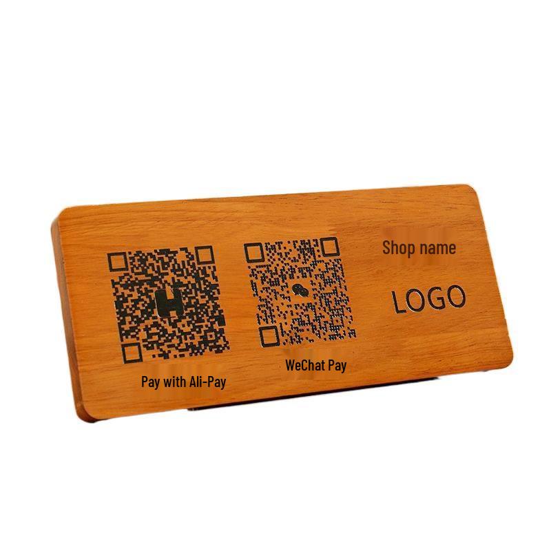 Custom Wooden QR Code Display Stand for Cashiers