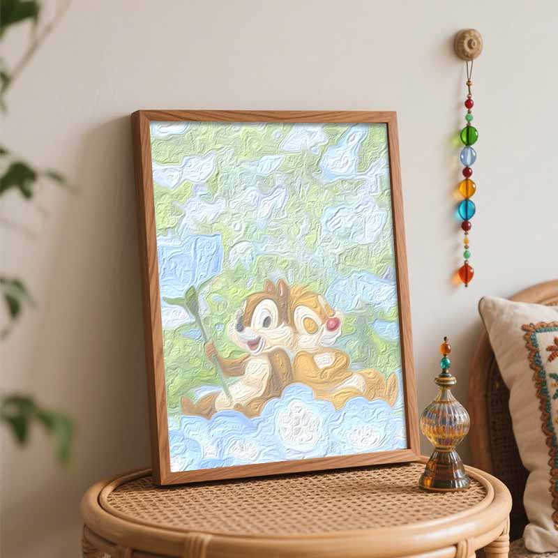 Disney Масляная живопись ручной работы DIY Чип и Дейл на поле с синими цветами подарки домашние украшения