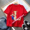 Super Mario  Anime Birthday Lucky letter AZ Print T Shirt Cute Children Clothing Tops Toddler Tees Casual Clothes Tops Tees