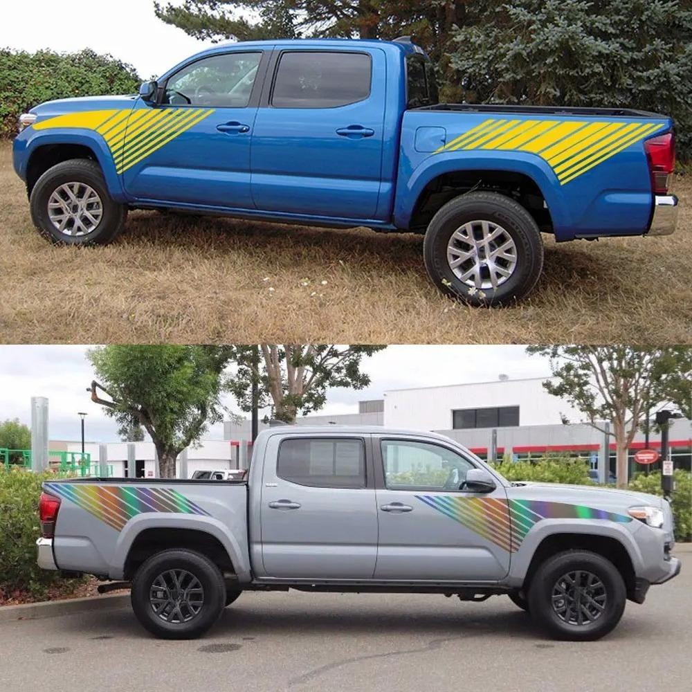 Боковые полосы-наклейки в ретро-стиле для кузова пикапа Toyota Tacoma, комплект графических наклеек на борт, декоративные наклейки, автомобильные аксессуары