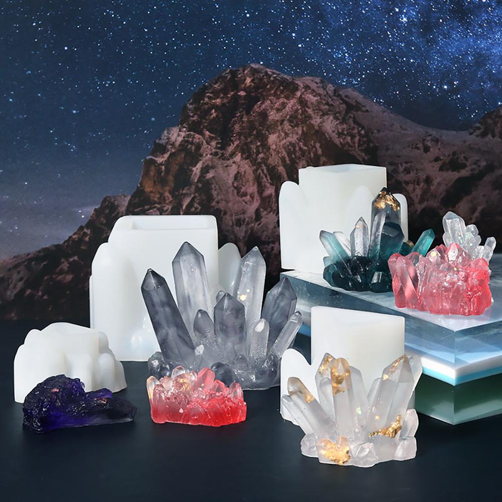 DIY Crystal Epoxy Resin Mold Crystal Cluster Irregular Stone Silicone Mold 3D Ornaments Handicraft Necklace Earrings Pendant Epoxy Resin Mold