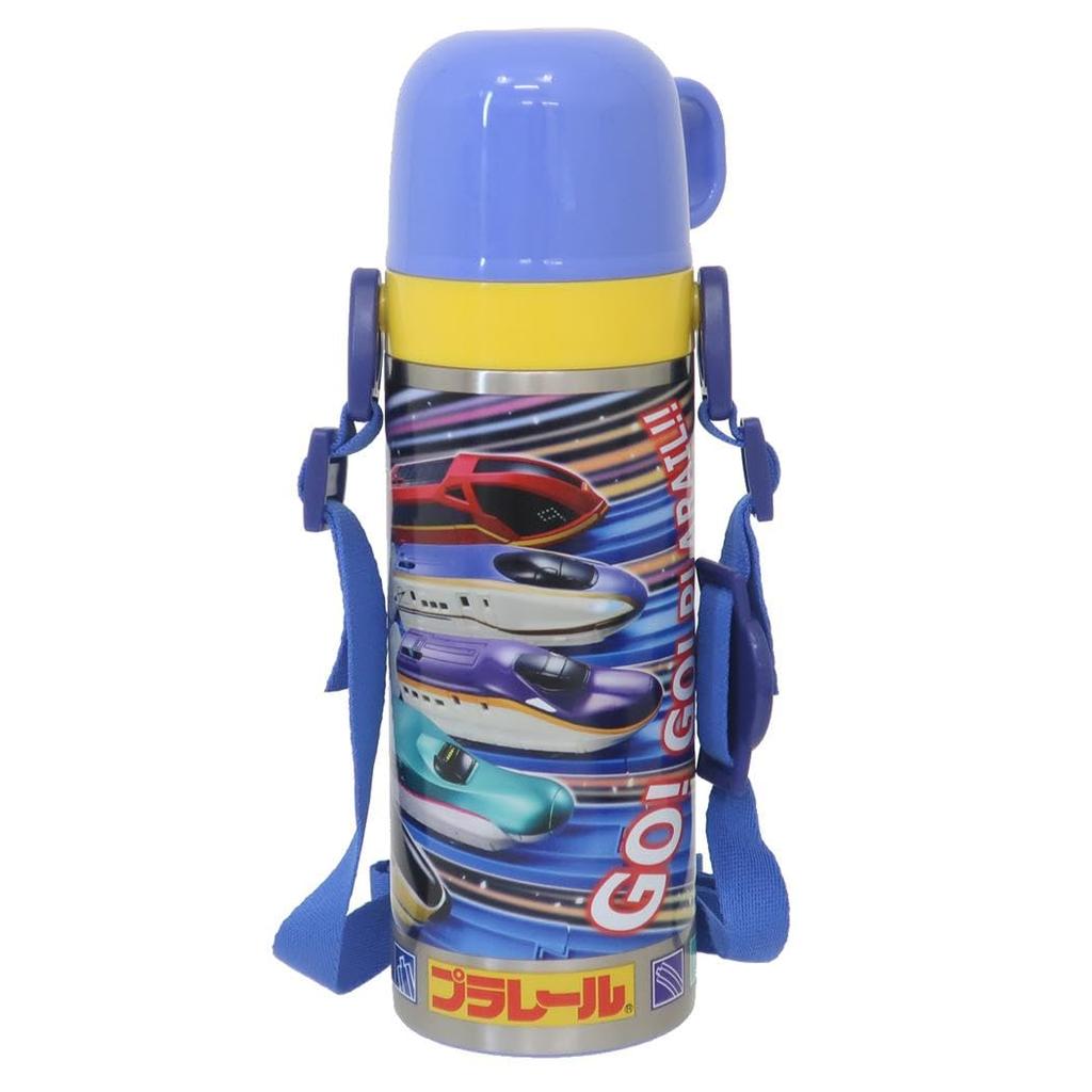 Skater Бутылка для воды из нержавеющей стали, двухсторонняя, для прямого питья, 470 мл, чашка для питья, 430 мл, легкая, Plarail 25, для мальчиков, термоизолированная, спортивная