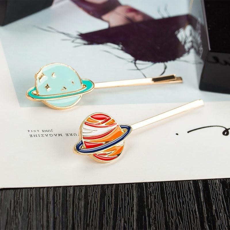 Заколки для волос из цинка, 3D-заколки для волос в виде планеты, астронавта, кролика, модные женские аксессуары для волос