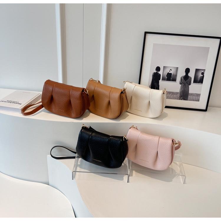 IELGY Женская простая седельная сумка через плечо в стиле ретро, ​​модная универсальная плиссированная сумка-облако