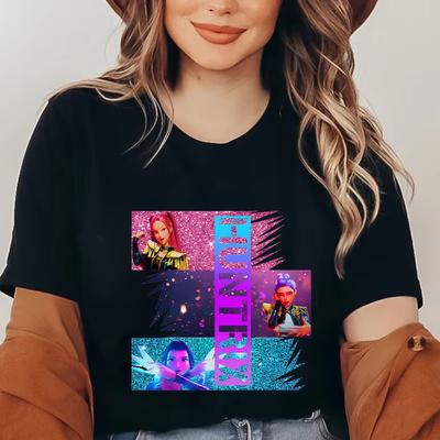 Модная летняя футболка для корейских женщин, одежда Kpop, футболка с графикой Demon Hunter Huntrx для женщин, повседневная футболка с коротким рукавом