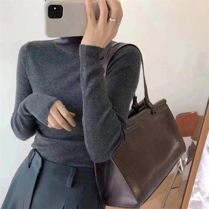 Осенне-зимний женский свитер, водолазка, нижняя рубашка с длинными рукавами, тонкая часть внутреннего плотного тонкого вязаного свитера