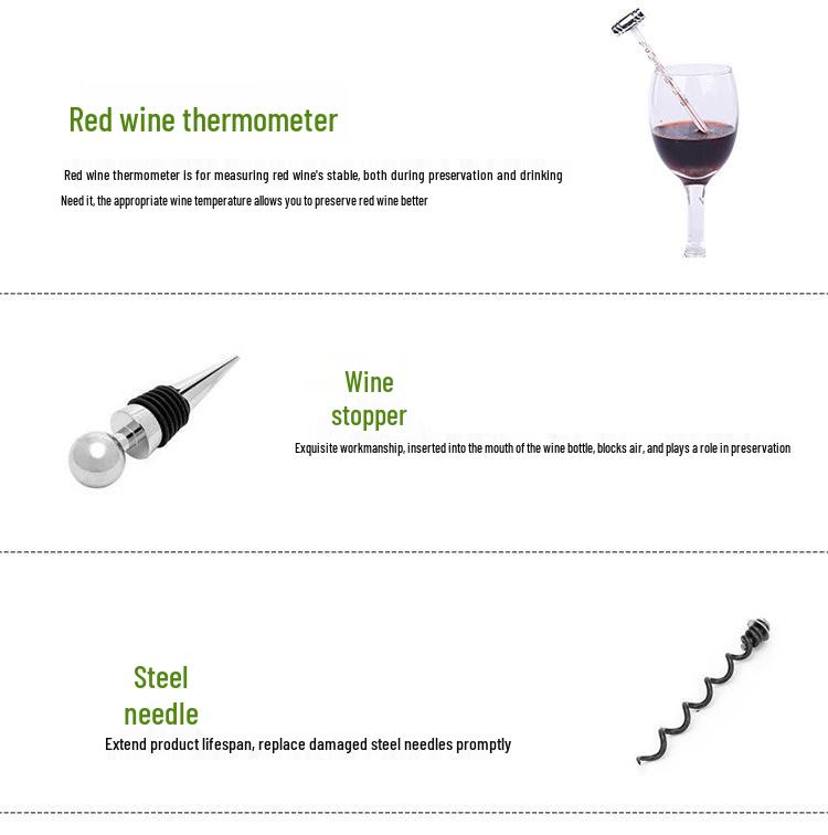 High-End Multifunctional Wine Opener Set with Solid Wood Box, 7-Piece, Custom Logo Available