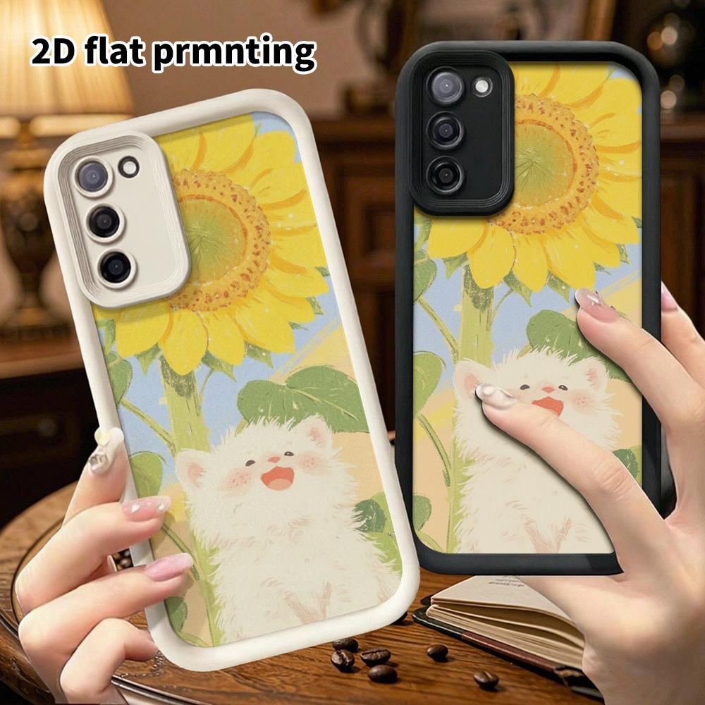 Чехол для телефона: 2D плотный защитный чехол для Samsung Galaxy A34 A35 M05 M06 S20 S22 S21 FE Plus 5G, подсолнух маленький белый кот, идеальный для Рождества и Хэллоуина