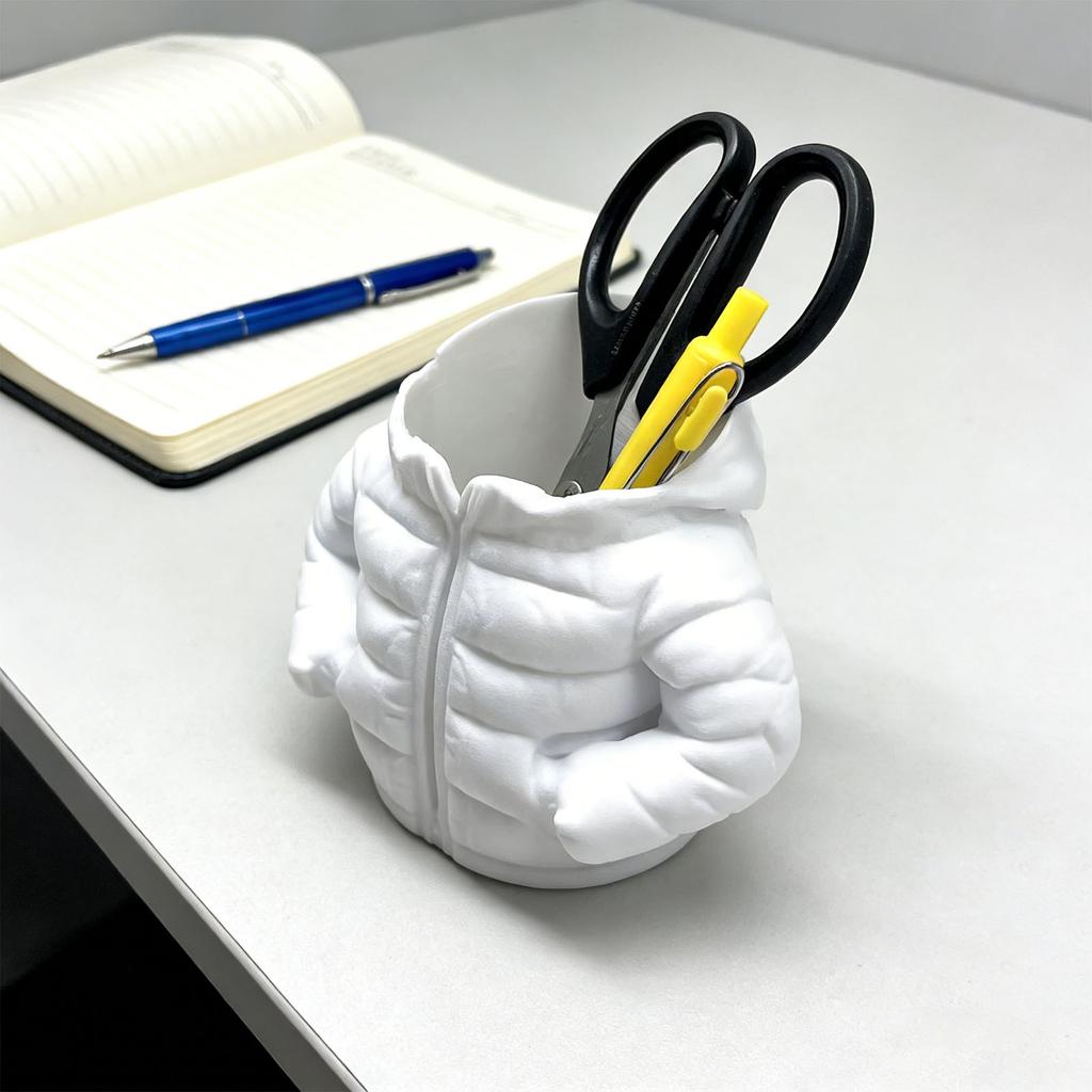 10x14x10.5см Портативный Пластиковый Подставка-Пенал в Форме Пуховика 3D Печатный Пенал для Аккуратного Хранения на Рабочем Столе Декор